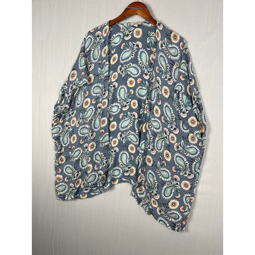 Loft Modal Kimono Womens OS Blue Paisley Floral Open Front Wrap Boho Cardigan